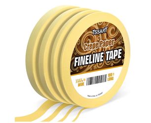 4 Rolls Fine Line Tape - Medium Tack Pinstripe Tape, Fineline Masking Tape in 1/16, 1/8, 1/4 and 1/2 Inch Wide x 60 Yard Long, Painters Masking Tape f