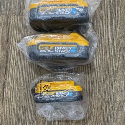 Dewalt Battery S. Power Stack.   (2). 5.0.  (1). 1.7.   