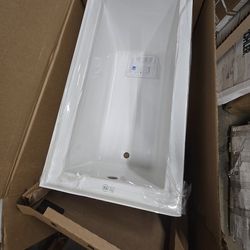 60" x 30" Sitka Acrylic Alcove Soaking Tub - Left Drain - White
