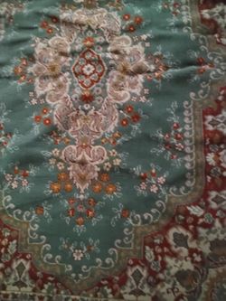 Teal Floral Oriental Area Rug 5 by 7 approx