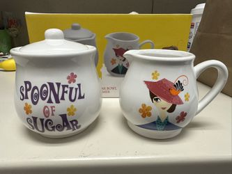 Disney Mary Poppins Ceramic Sugar Bowl & Creamer NEW