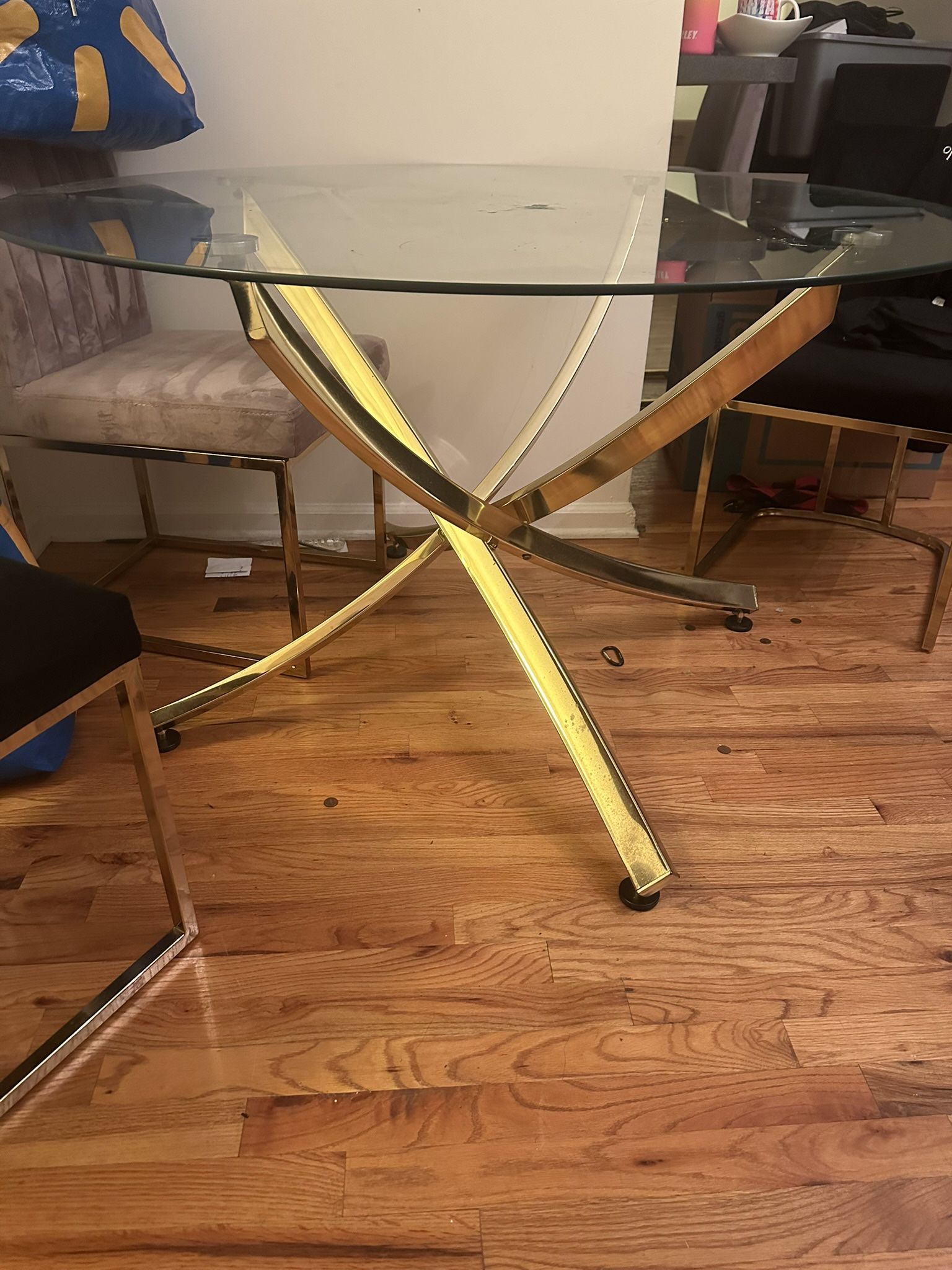 Clear And gold Meridian Table 