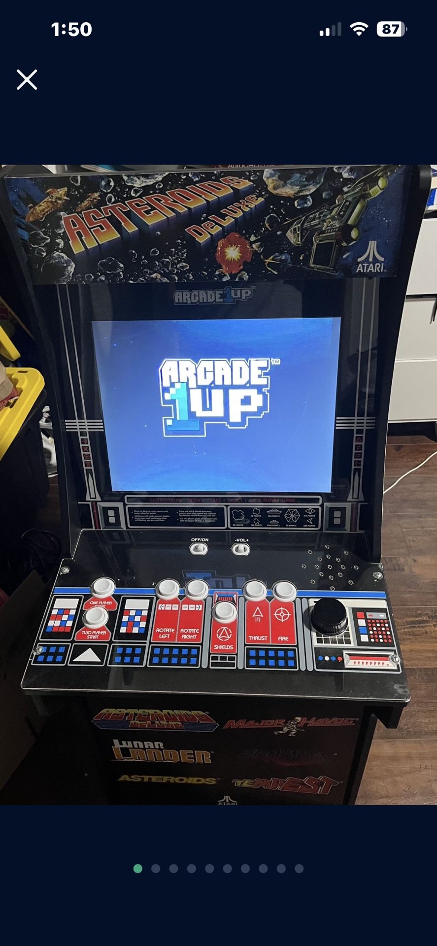 1up asteroids deluxe arcade machine