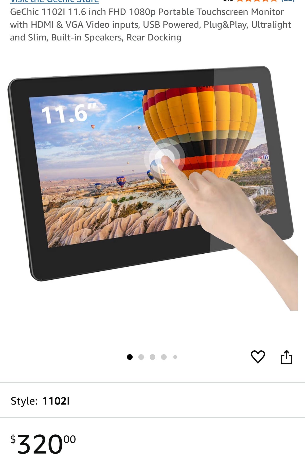 GeChic 1102I 11.6 inch FHD 1080p Portable Touchscreen Monitor
