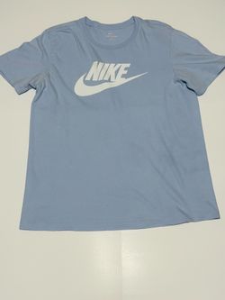 Nike Men's T-Shirt Athletic Logo Printed Active Short Sleeve Tee L Baby Blue