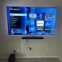 75 Inch TCL with Sound Bar And Subwoofer 