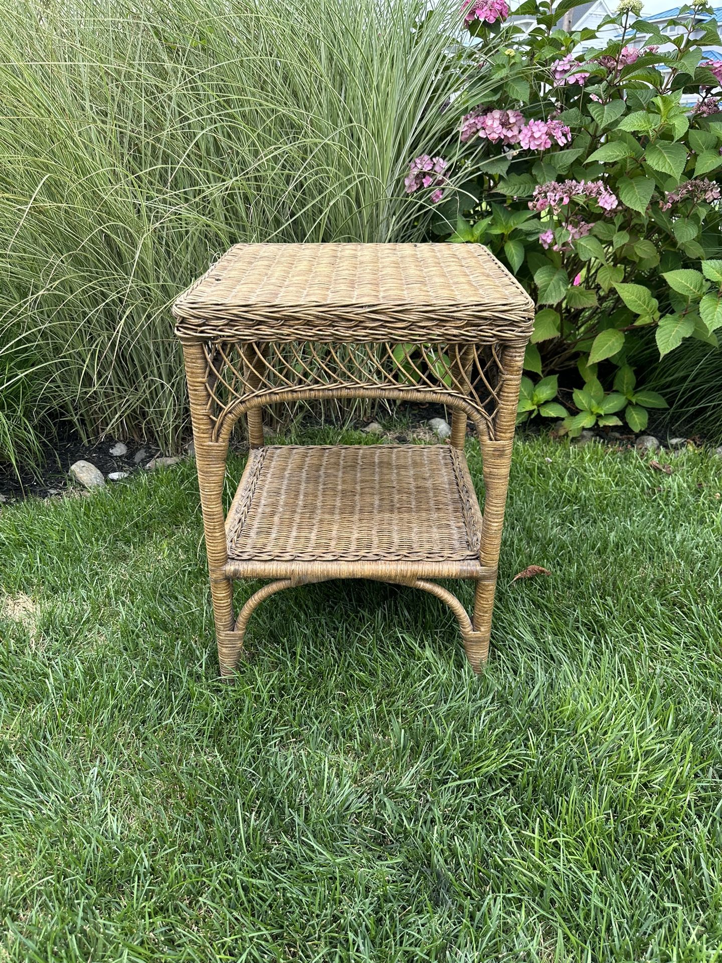 Brown Wicker Accent Table