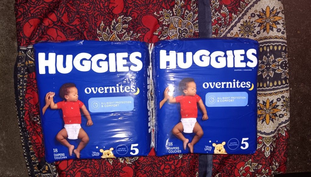 Huggies Overnites sz5 18ct, Huggies Lil Snugglers szN 31ct, Huggies Lil Movers Sz5 19ct 