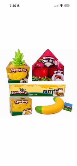 NEW Squeezy Giant Squishy Toy Bundle 5 PCS Pineapple Banana Cheese Butter Cherries