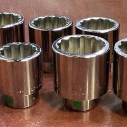 LOT OF 9 WILLIAMS USA 2" TO 2 9/16 SOCKETS SHALLOW 12 PT SOCKETS