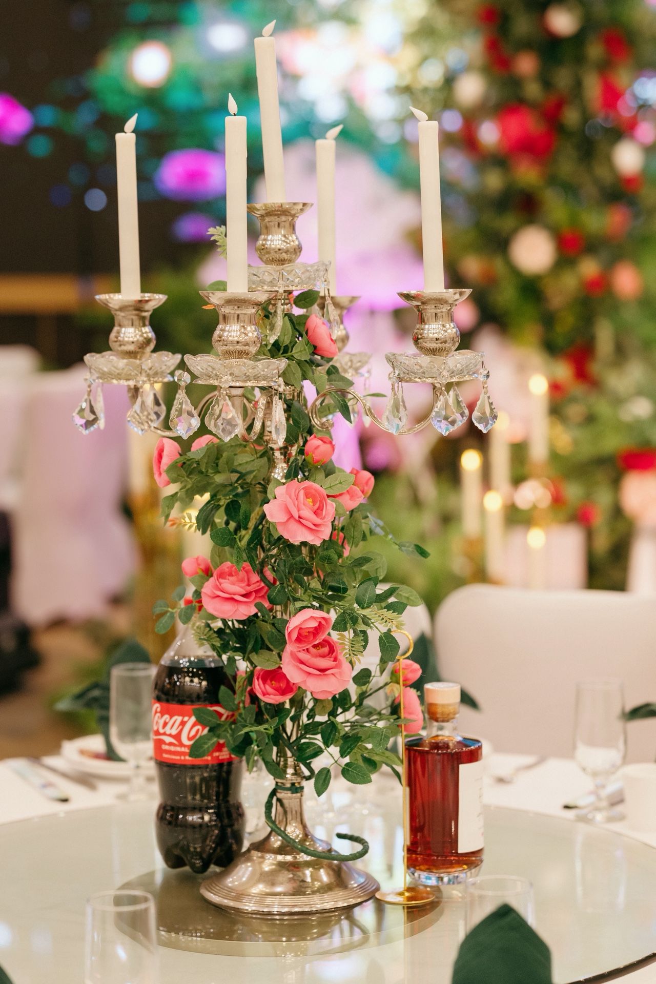 5 Arms Candelabra With Rose Vines