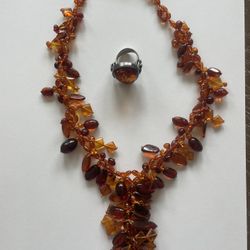 Amber Necklace and Ring Set