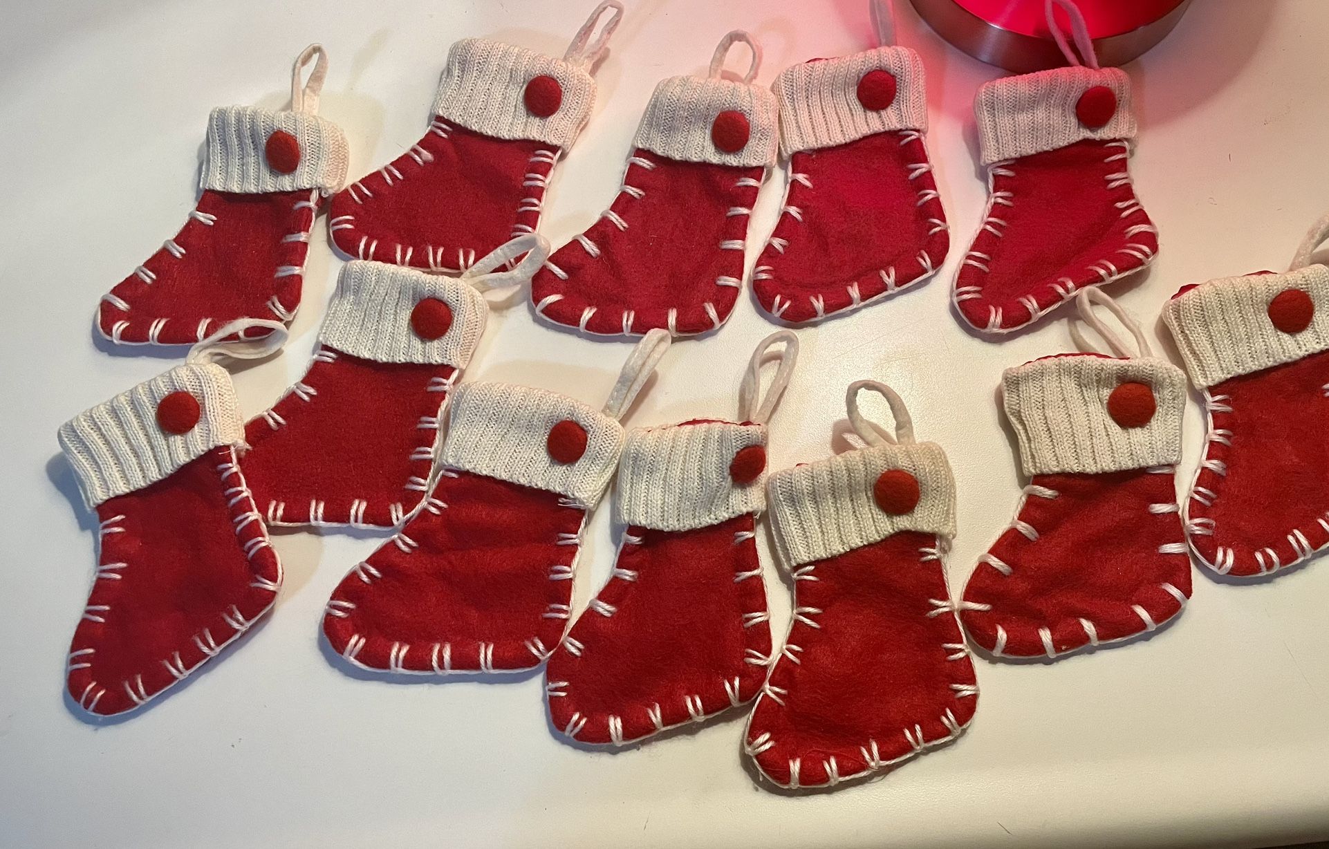 12Pc Christmas Stocking Table Decor Cutlery Holders Christmas Ornaments Avon