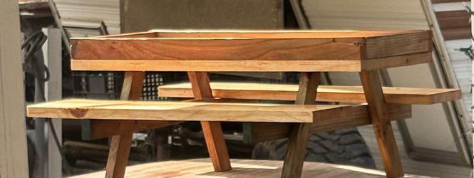Handmade Chicken Feeder Picnic Table – LARGE 24” x 12”