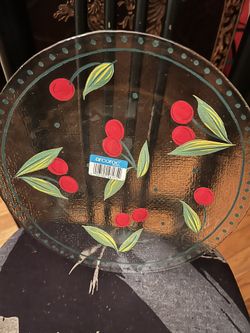 New 15 Vintage Arcoroc France Textured Glass Cherry Fruit Berry 10” Plates $5 Each 