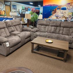 Brand New Soft Reclining Sofa Loveseat Set