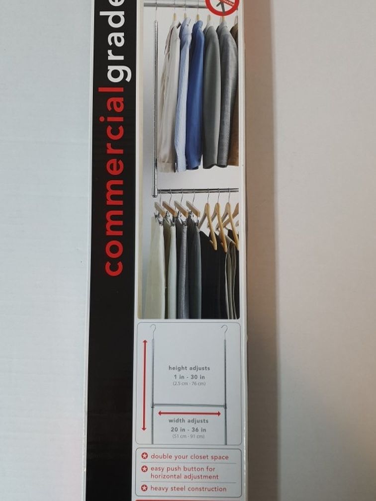 Commercial Grade Chrome Double Hang Closet Rod,holds up to 40lbs, New(Open Box). Condition is "New". Shipped with USPS Priority Mail Or FedEx. Same