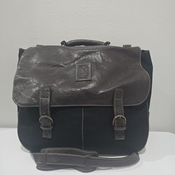 PS Brown & Black Faux Leather Messager Crossbody Bag