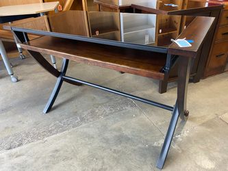 Modern Wood Desk with Glass Top