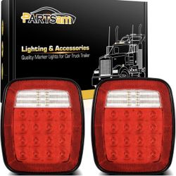 Partsam Pair 38 LED Universal Tail Brake Turn Stop License Back up Reverse Lights Rear Combination for Wrangler YJ TJ JK CJ Truck Trailer Boat RV,12V 