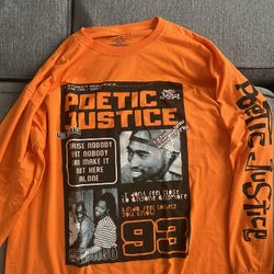 Poetic Justice Orange Long Sleeve Rap Hip Hop Shirt L/G Reproduction Streetwear