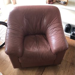All Leather Mid Century Sofa Chair 