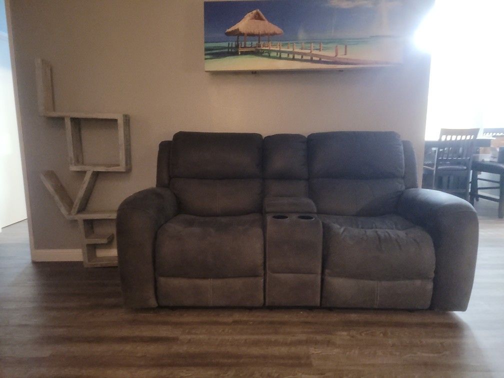 Grey Loveseat With Dual Recliner's 