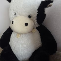 Large White and Black Cow Plush Stuffed Animal Toy 24-36 in Soft Cuddly Gift