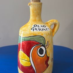 Signed Hand-Painted Italian Olive Oil Cruet – Mino Parruca – Sicily