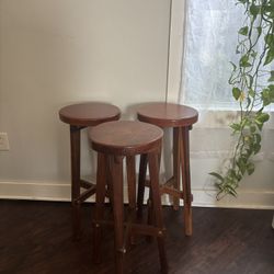 Vintage Handmade Wood Bar Stools