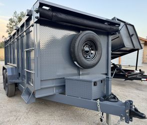 New 8x4x14 Grey Heavy Duty Scissor Lift Hydraulic Dump Trailer With All Accessories 🏆