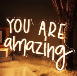 NEW “You Are Amazing" LED Neon Light Sign Classroom, Bedroom, Wall Decor Warm White