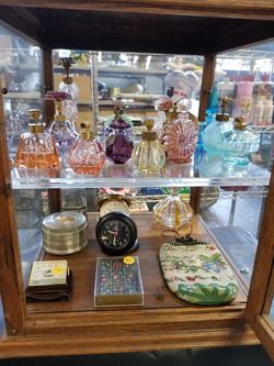 Assorted vintage perfume bottles