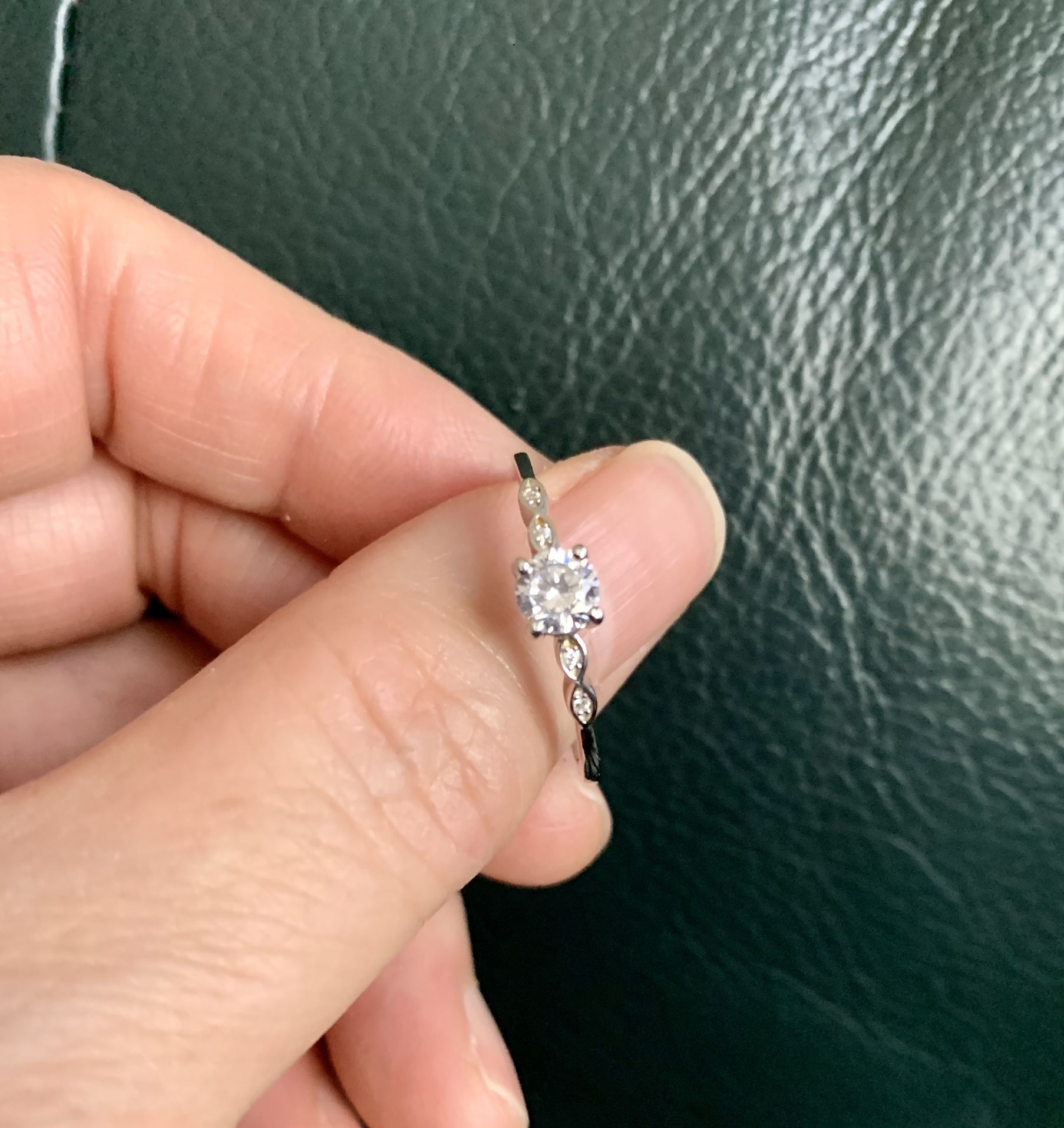 Size 10 Cz Engagement Ring In Sterling Silver