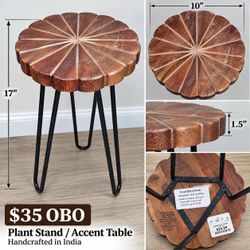 Handcrafted Wood Plant Stand / Accent Table – $35 OBO