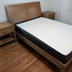 Queen Bed Frame + Nightstands + Mattress
