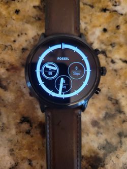 Fossil Smart Watch with Brown Leather Strap