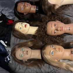 Hair Mannequin Heads And 2 Table Vice Holders Included. 