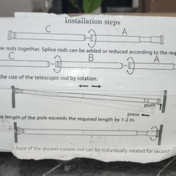 Shower Curtain Metal Black Spring Rods 