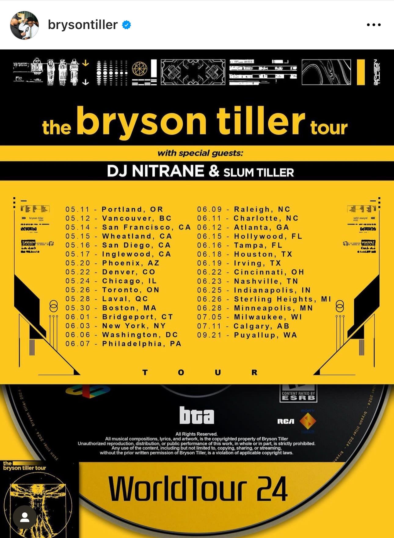 (2) Bryson Tiller Tickets SD Show