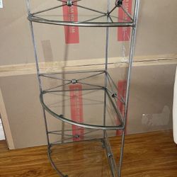 Vintage Corner Floor Glass Shelf 