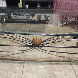Glass Metal Coffee Table and End Tables