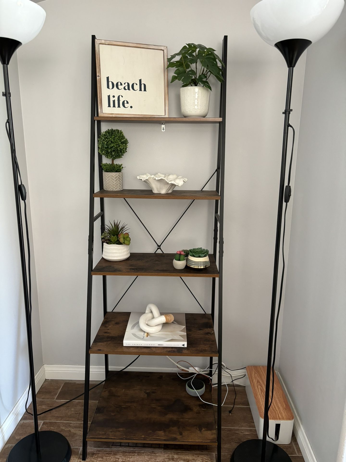  5 Tier Ladder Shelf, Freestanding Display Bookcase