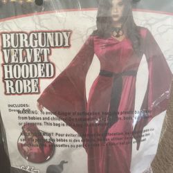 Burgundy Velvet Hooded Robe