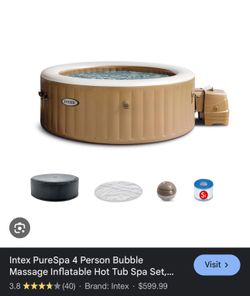 INTEX 28425EP PureSpa Bubble Massage Spa Set: Energy Efficient Spa Cover – Push Button Control Panel – 120 Jets – 4 Person