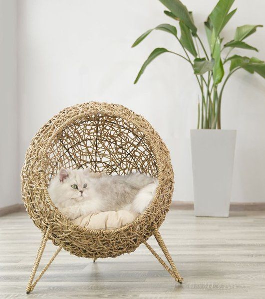 ZEZE Knipsa Bird Nest Cat Stand Chair, Natural