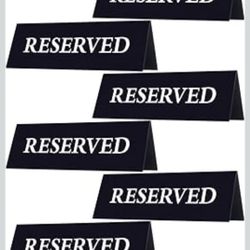 6 Pieces Plastic Reserved Table Sign for Wedding Acrylic Double Side Table Tent Black Guest Reservation Tables Seat Sign 5.9 x 2 Inches Reserve Seatin