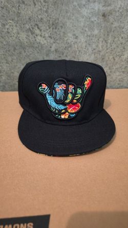 Black Snapback Hat with Floral Shaka Patch