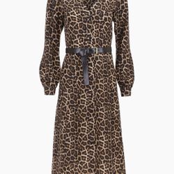 Michael Kors Kate Chiffon Leopard Midi-Dress