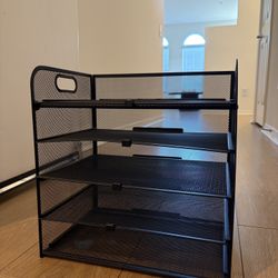 Metal Mesh Desktop File Organizer – 5-Tier Black